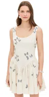 Agua By Agua Bendita Pluma Lymanopoda Appliquéd Gathered Linen Mini Dress In Multicolor