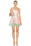 Agua By Agua Bendita Pluma Jardinera Linen Minidress In Jardinera