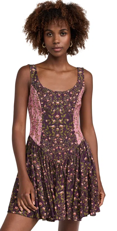 Agua By Agua Bendita Pluma Mini Dress In Brown