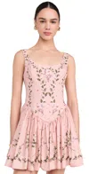 Agua By Agua Bendita Pluma Floral Linen Mini Dress In Multicolor