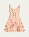 Agua By Agua Bendita Pluma Wisteria Floral Corset Cotton Dress In Multicolor
