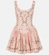 Agua By Agua Bendita Pluma Wisteria Floral Corset Cotton Dress In Pink