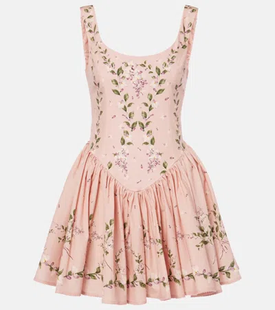 Agua By Agua Bendita Pluma Wisteria Floral Corset Cotton Dress In Multicolor