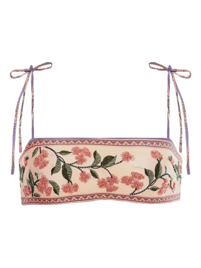 Agua By Agua Bendita Primavera Floral Bikini Top In Neutral