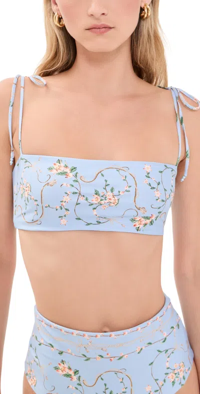 Agua By Agua Bendita Primavera Navegante Bikini Top Multicolor In Blue