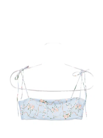 Agua By Agua Bendita Primavera Navegante Floral-print Bikini Top In Blue