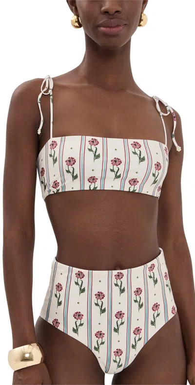 Agua By Agua Bendita Primavera Quebrada Bikini Top Multicolor In White