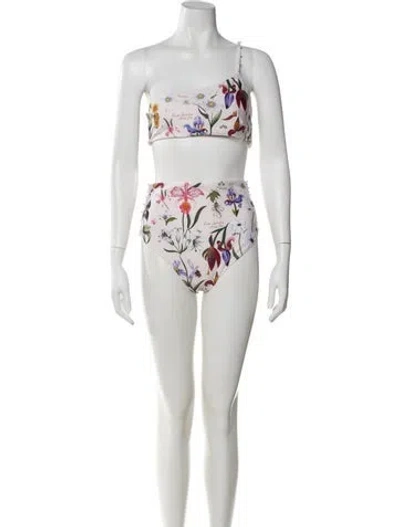 Pre-owned Agua By Agua Bendita Printed Beaded Accents Bikini W/ Tags In Neutral