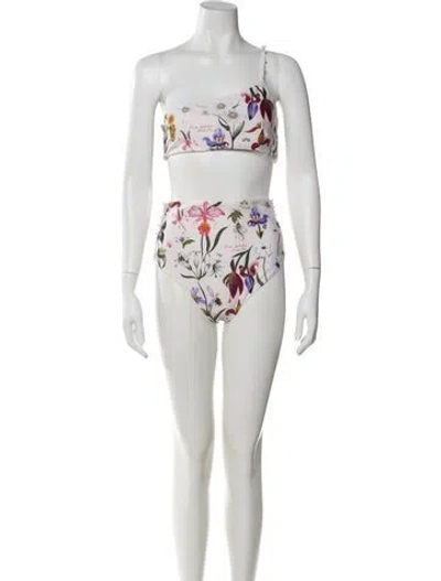 Pre-owned Agua By Agua Bendita Printed Beaded Accents Bikini W/ Tags In Neutral
