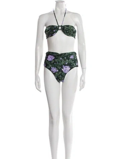 Pre-owned Agua By Agua Bendita Printed Bikini In Green