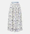 Agua By Agua Bendita Printed High-rise Linen Maxi Skirt