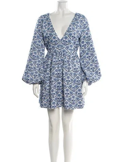 Pre-owned Agua By Agua Bendita Printed Mini Dress In Blue