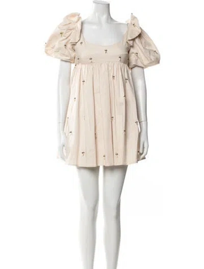 Pre-owned Agua By Agua Bendita Printed Mini Dress In Neutral