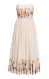 Agua By Agua Bendita Pruna Anhelo Embroidered Floral Linen Maxi Dress In Neutral