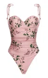 Agua By Agua Bendita Rabano Floral Linen One-piece In Multi