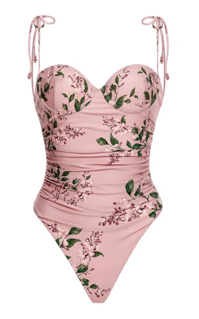 Agua By Agua Bendita Rabano Floral Linen One-piece In Multi