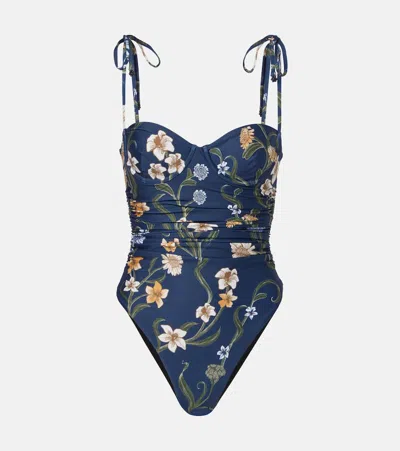 Agua By Agua Bendita Rabano Floral Swimsuit In Blue