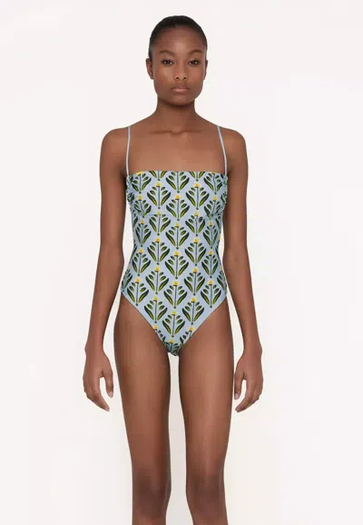 Agua By Agua Bendita Recycled Swimsuit In Floral Print In Blue