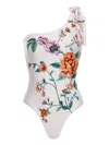 Agua By Agua Bendita Remedios Chinesis One-shoulder Embellished Embroidered Recycled Swimsuit In White