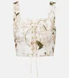 Agua By Agua Bendita Reserva Gardenia Floral Linen Crop Top In Multicoloured