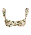 Agua By Agua Bendita Ruffle Kiwi Bikini Top In Multi
