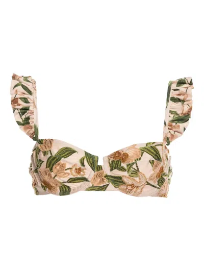 Agua By Agua Bendita Gerüschtes Bikinioberteil Mit Blumen In Multi