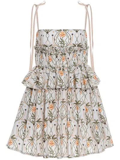 Agua By Agua Bendita Salvador Lunar Cotton Mini Dress In Neutrals