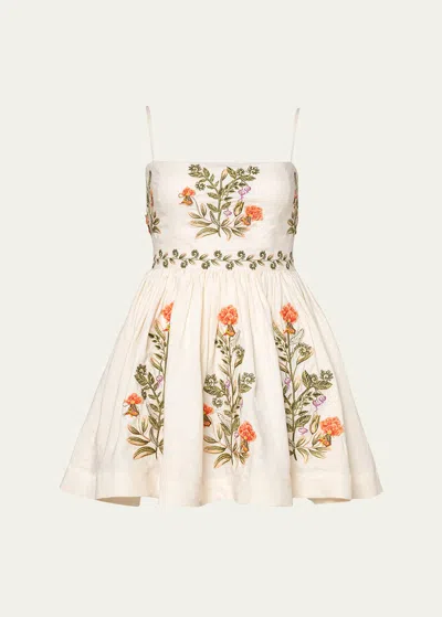 Agua By Agua Bendita Linen Mini Dress In White