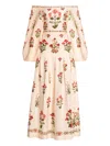 Agua By Agua Bendita Senlis Canna Off-shoulder Floral Print Dress In Orange