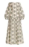 Agua By Agua Bendita Senlis Embroidered Linen Maxi Dress In Neutral