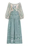 Agua By Agua Bendita Senlis Off-the-shoulder Linen Maxi Dress In Light Blue