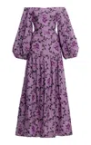 Agua By Agua Bendita Senlis Off-the-shoulder Linen Maxi Dress In Ciclamino Multi