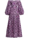 Agua By Agua Bendita Senlis Off-the-shoulder Linen Maxi Dress In Ciclamino Multi