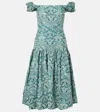 Agua By Agua Bendita Siembra Embroidered Cotton Midi Dress In Green