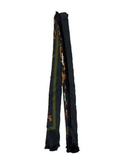 Pre-owned Agua By Agua Bendita Silk Printed Shawl In Blue
