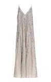 Agua By Agua Bendita Soledad Printed Linen Maxi Dress In Off-white