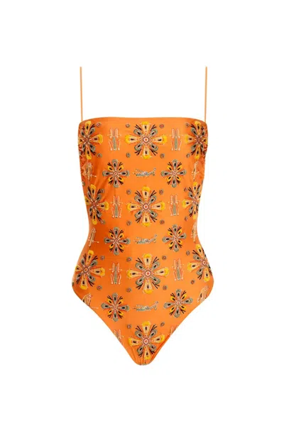 Agua By Agua Bendita Square Neck Swimming Costume In Orange
