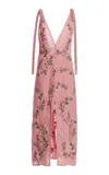 Agua By Agua Bendita Suspiro Embroidered Linen Midi Dress In Light Pink