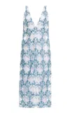 Agua By Agua Bendita Suspiro Embroidered Midi Cover-up In Light Blue