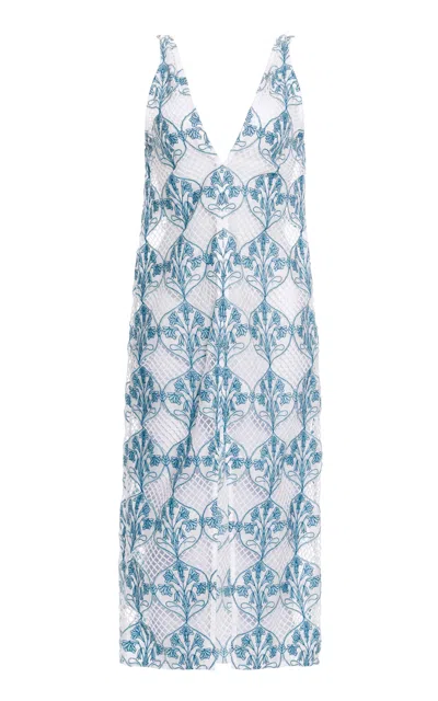 Agua By Agua Bendita Suspiro Embroidered Midi Cover-up In Light Blue