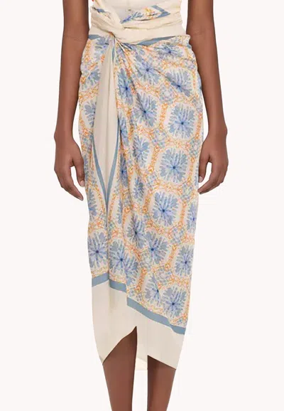 Agua By Agua Bendita Swimming Cover Up Skirt In Floral Print In Blue