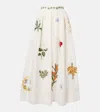 Agua By Agua Bendita Tangelo Embroidered Linen Maxi Skirt
