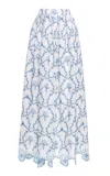 Agua By Agua Bendita Tangelo Embroidered Linen Maxi Skirt In White