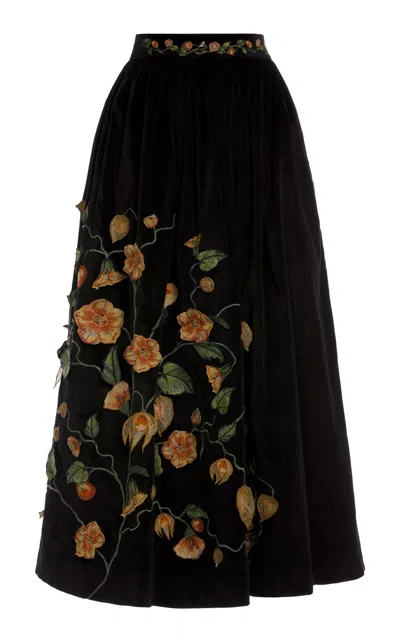 Agua By Agua Bendita Tangelo Embroidered Maxi Skirt