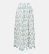 Agua By Agua Bendita Tangelo Embroidered Linen Maxi Skirt In White