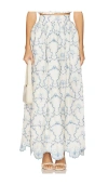 Agua By Agua Bendita Tangelo Embroidered Linen Maxi Skirt In Multicolor