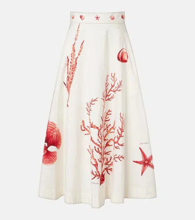 Agua By Agua Bendita Tangelo Printed Cotton Midi Skirt In Multi