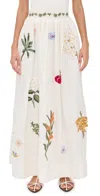 Agua By Agua Bendita Tangelo Embroidered Linen Maxi Skirt