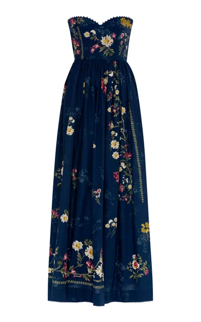 Agua By Agua Bendita Tonia Floral Print Cotton Maxi Dress In Blue