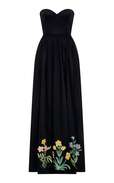 Agua By Agua Bendita Tonia Isolda Cotton Maxi Dress In Black